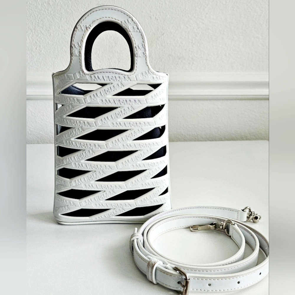 Balenciaga White Neo Basket Two-way Bag